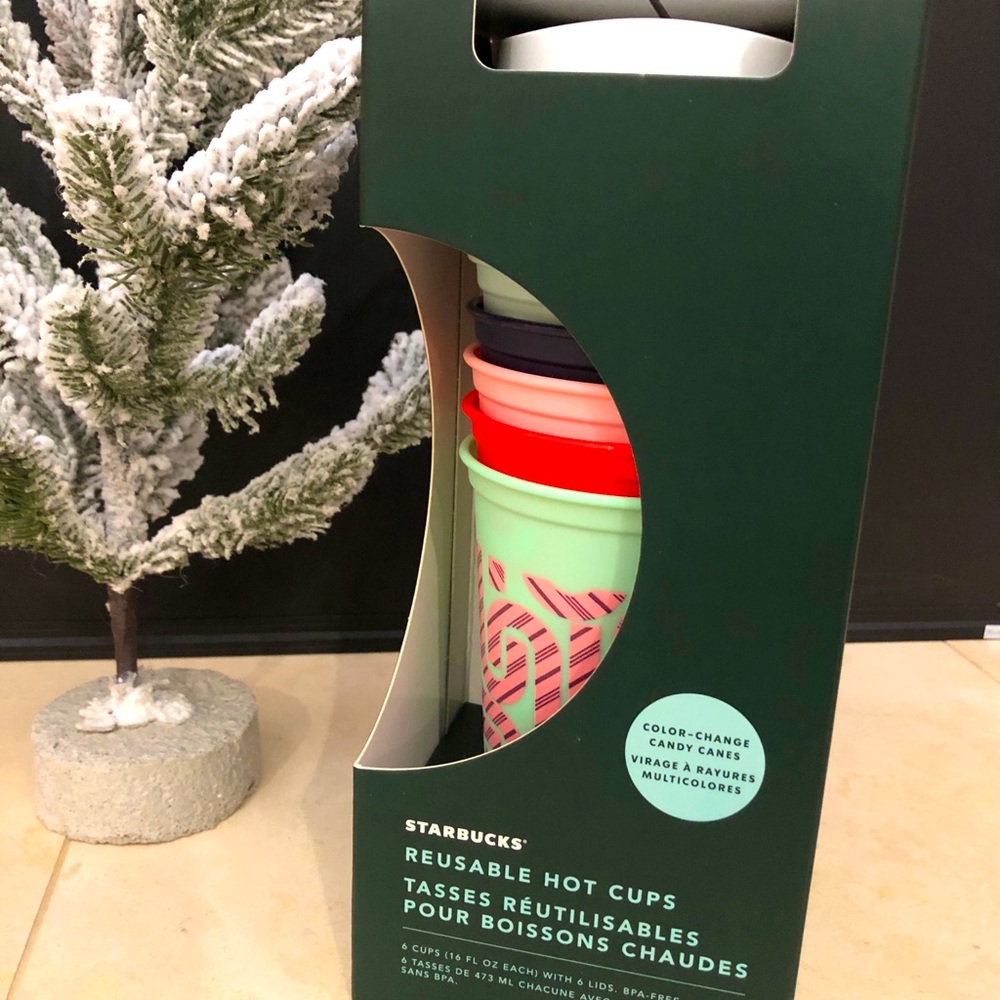 Starbucks Christmas color candy canes cups
